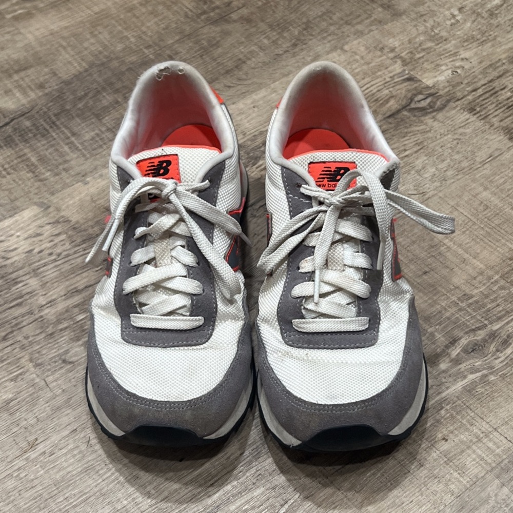 New Balance Coral, White, and Gray 501s. Size: 8.5